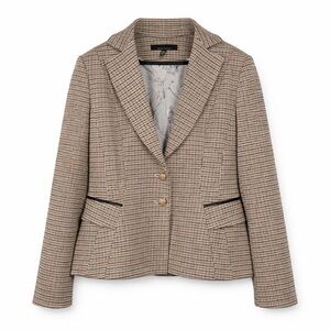 WHITE HOUSE BLACK MARKET Houndstooth Blazer Sz 14 WHBM Signature Tailored Jacket